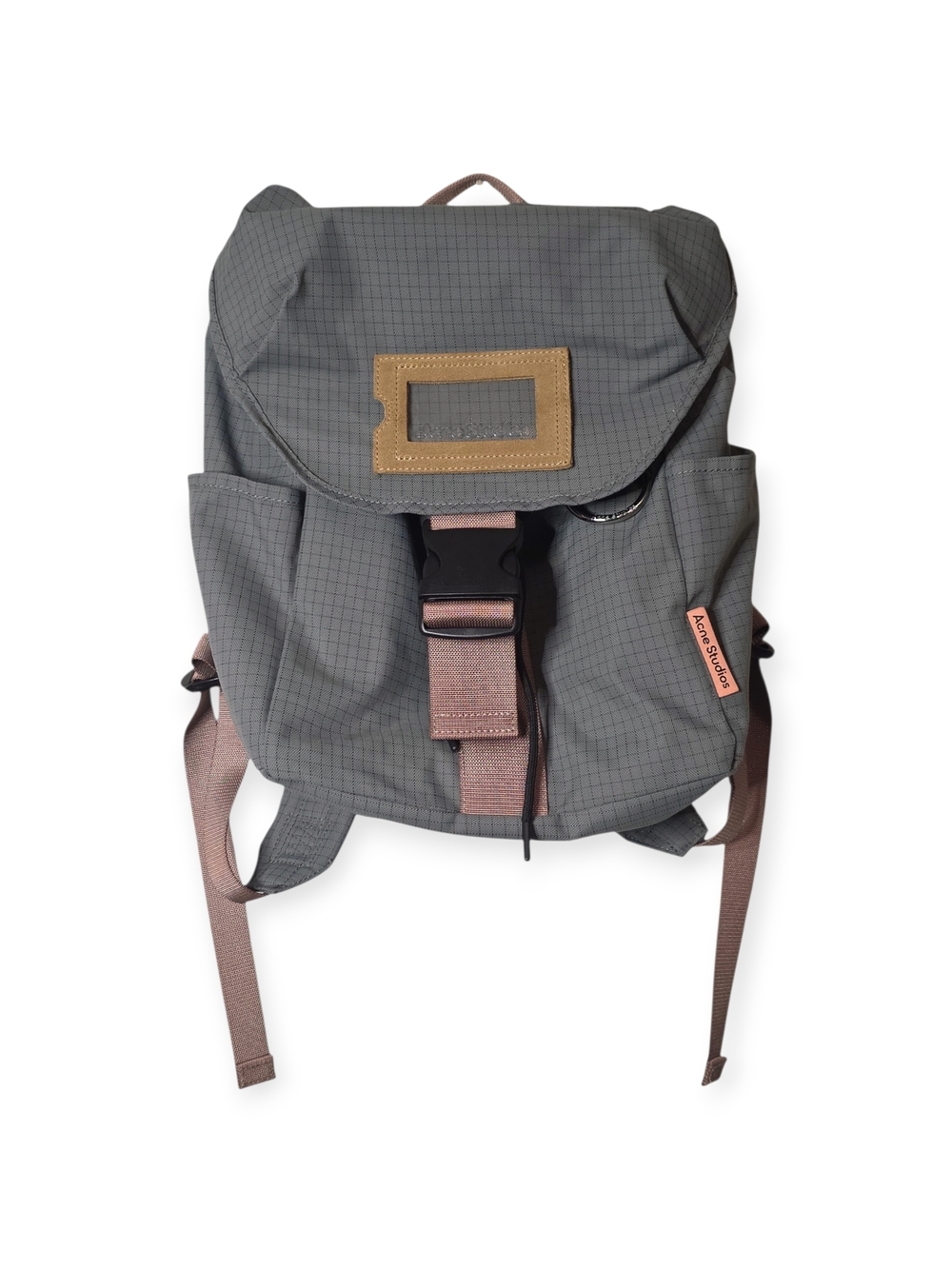 NWOT Acne Studio Ripstop Nylon Backpack in gray and pink, one size